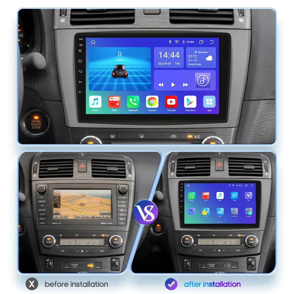 2din Android Autoradio for Toyota Avensis T27 2008-2015 Car Radio Multimedia Video Player GPS Navi Head Unit Carplay Auto 4G RDS