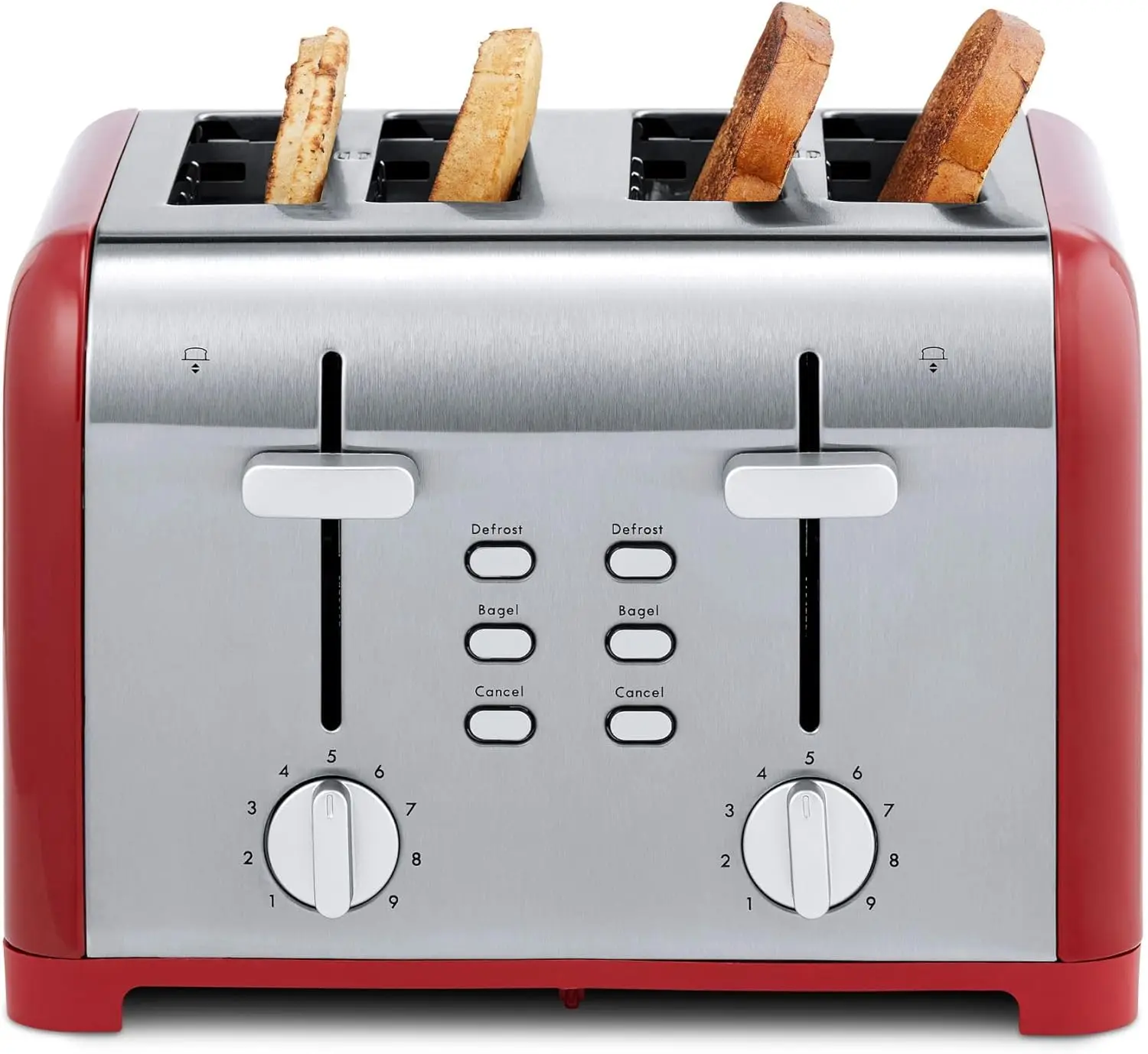 محمصة خبز كينمور من الفولاذ المقاوم للصدأ مكونة من 4 شرائح مع تذويب و9 إعدادات للظل لتحميص خبز المطبخ