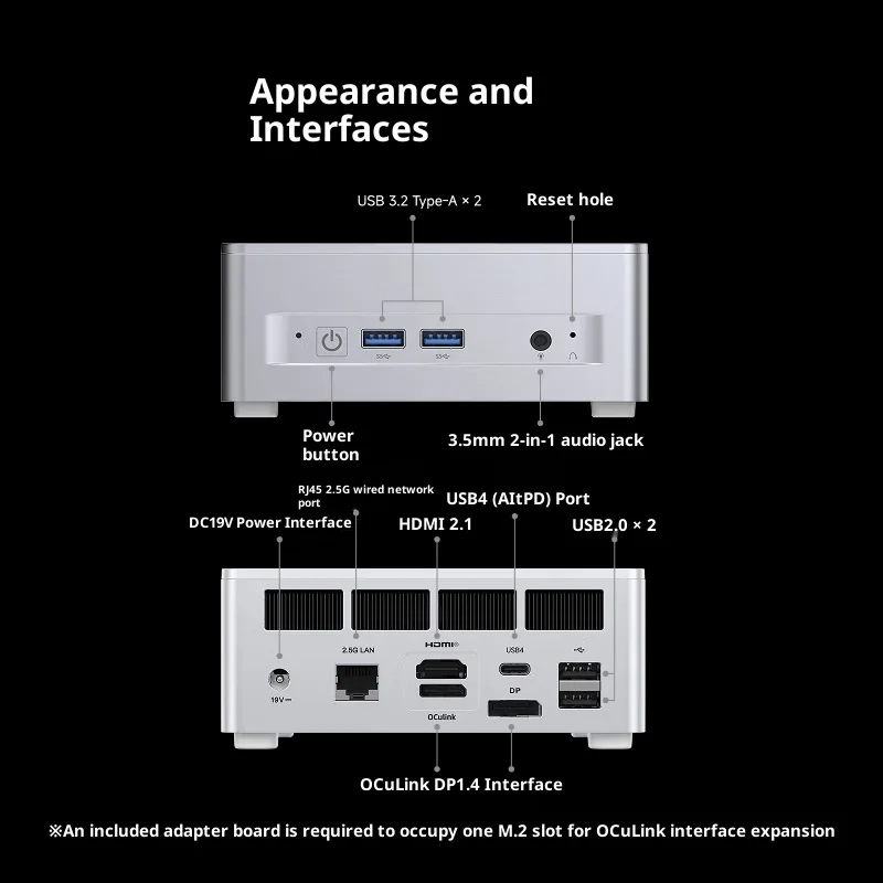 Minisforum X1 Lite 255 Мини-ПК AMD R7 255 32 ГБ+1 ТБ Графика AMD Radeon 780M WiFi6E BT5.2 Windows11 OcuLink USB4 40 Гбит/с Dual DD25