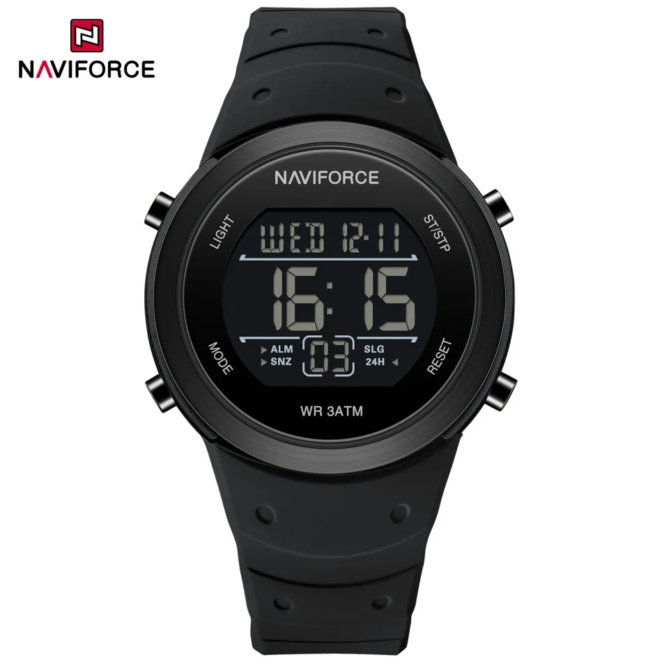 NAVIFORCE NF9246 Modo de alarma Reloj de pulsera para hombre Correa de silicona Luz LED Pantalla de luz nocturna Relojes electrónicos