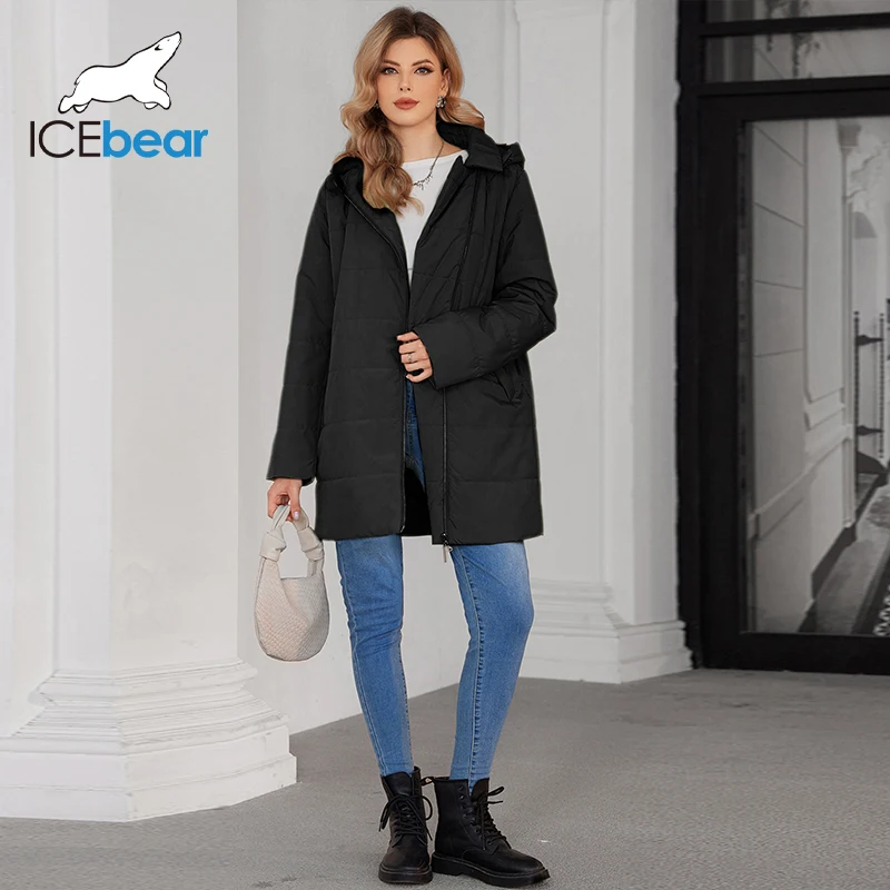 ICEbear 2024 New Plus Size Women Clothing Short Hooded Quilting Female Outwear Classic Design Lightweight Women Jacket GWC4733I