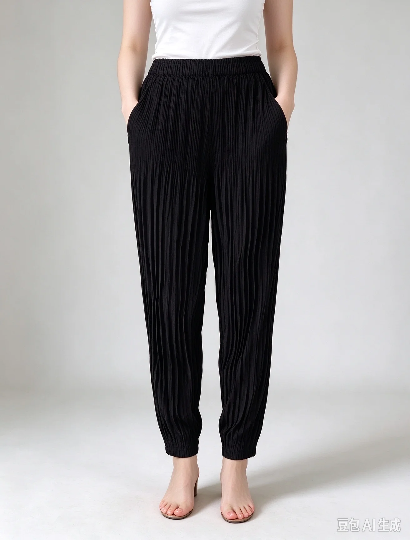 Miyake Pleated trousers for Women Casual Pants Good Quality Autumn Style Willow Leaf Nine Point Design