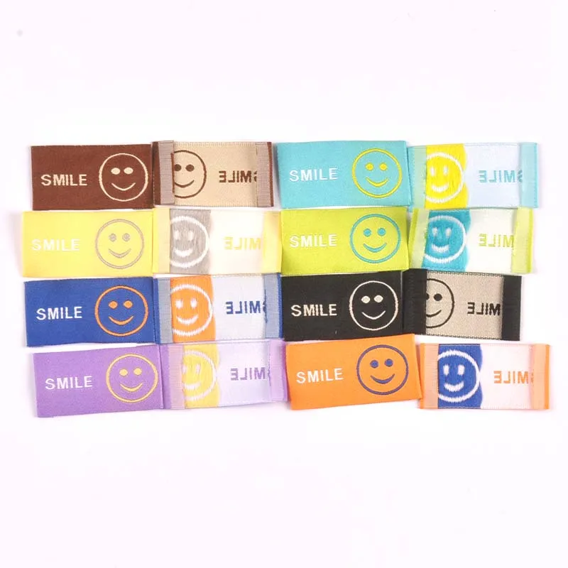 Mixed Smile Pattern 50pcs Handmade Woven Label For Clothing Scarf Labels Shoes Bags Garment Tags 25x50mm CP3525