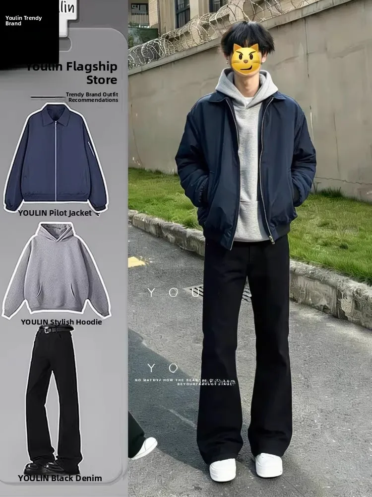 

Cool Men's ort Flight Jaet Set CleanFit American Sle Spring Casual Sportswear Polyester Fiber Long Sve Long Pants