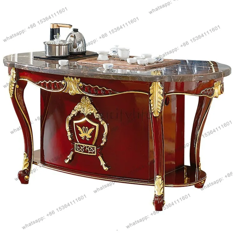 

Европейский мраморный чайный столик, офисный столик из массива красного сандалового дерева для балкона