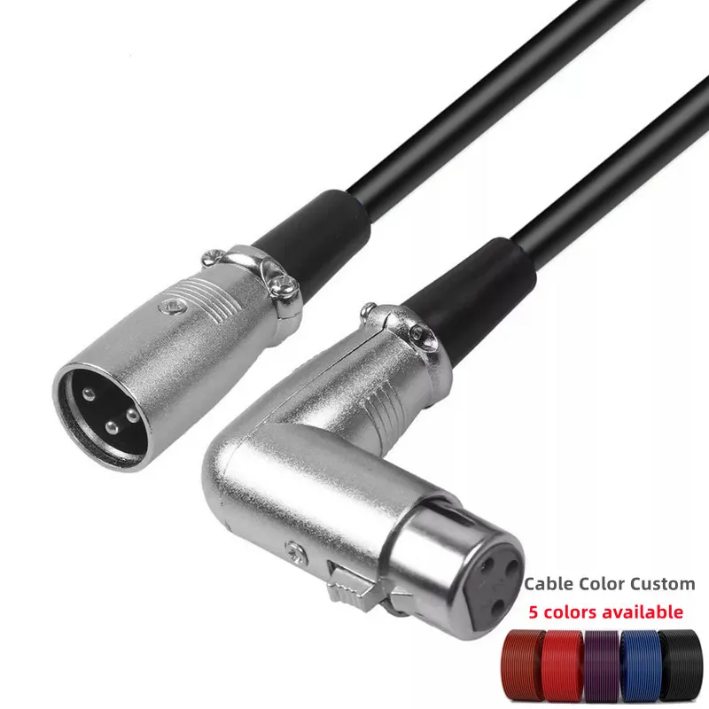 XLR Cable Male to 90 Degree Female Audio Cables Cannon Balanced XLR Karon Microphone Mixing Console Sound Card Extension Line