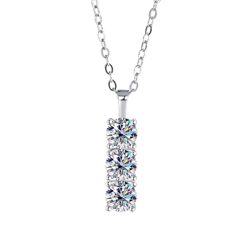 QZGY High-Quality Fashion Classic 925 Sterling Silver + Moissanite Round Diamond Pendant Necklace 1 Carat