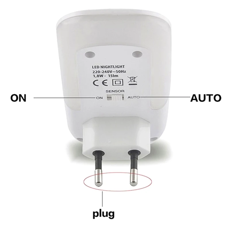 Lâmpada sem fio com sensor de movimento, EU Plug, corredor e Pathway Light, 220V