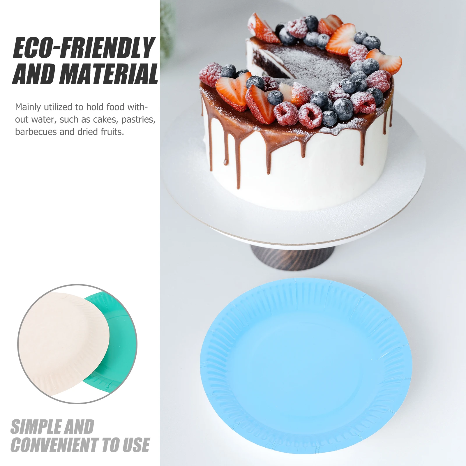 

100pcs Plates Colorful Disposable Party Supplies Cake Paper Cake Plate Tray Wedding Decorations Eco Friendly Safe