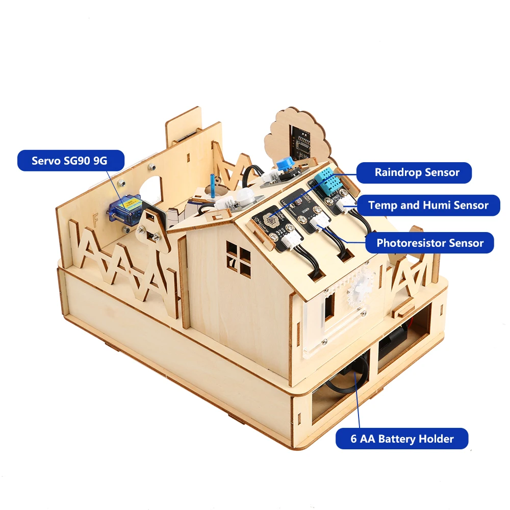 ACEBOTT DIY Smart Home Kit for Arduino Kit Robot Starter Automation Projects Wooden House Learning Kit for ESP32