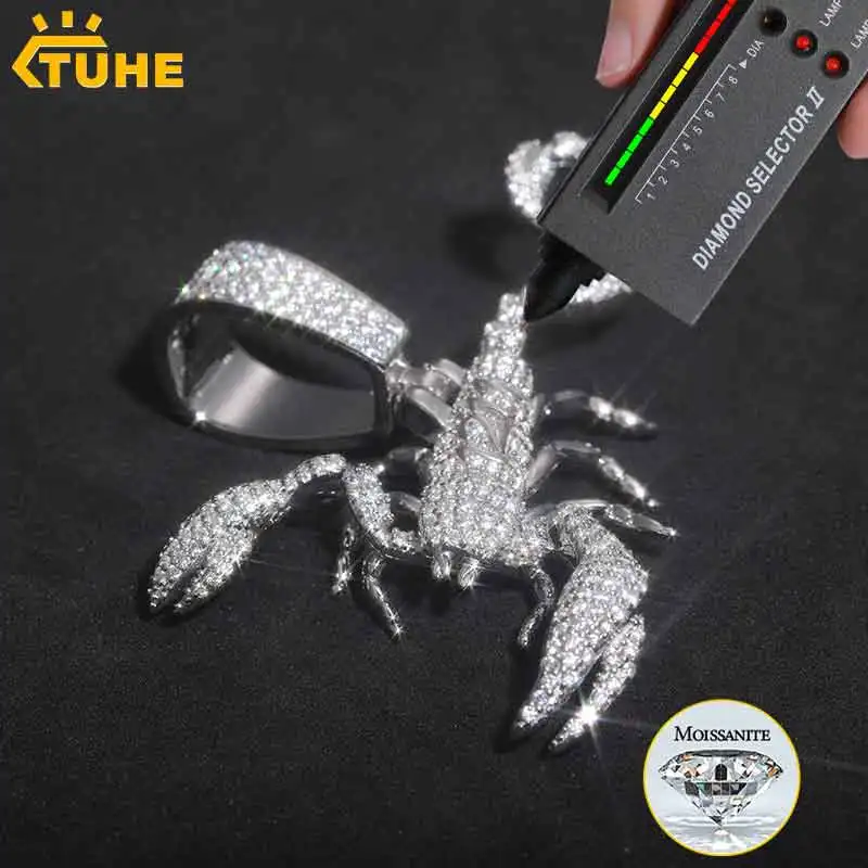 TUHE Unisex Scorpion Pendant Copper Moissanite Scorpion Pendant Necklace For Men Hip Hop Jewelry Party Gift