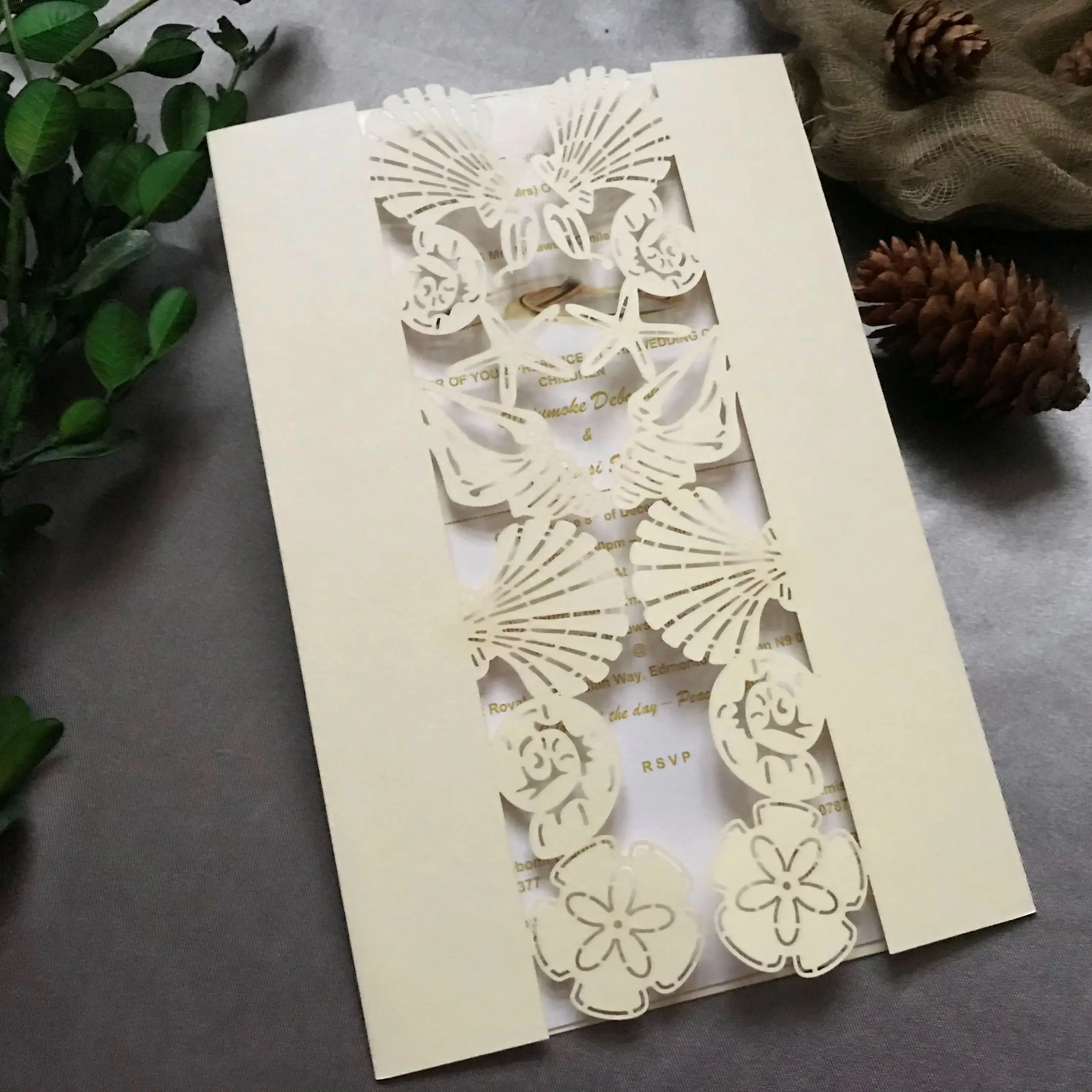 10pcs Custom Seashell Laser Cu - огляд і ціна Papercraft Supply Invitation