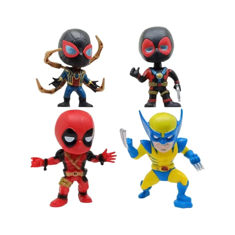 4Pcs/Set Movie Deadpool Wolverine Action Figures 10CM Spiderman XMEN Wade Winston Wilson Anime Toys Decoration Model Dolls For K