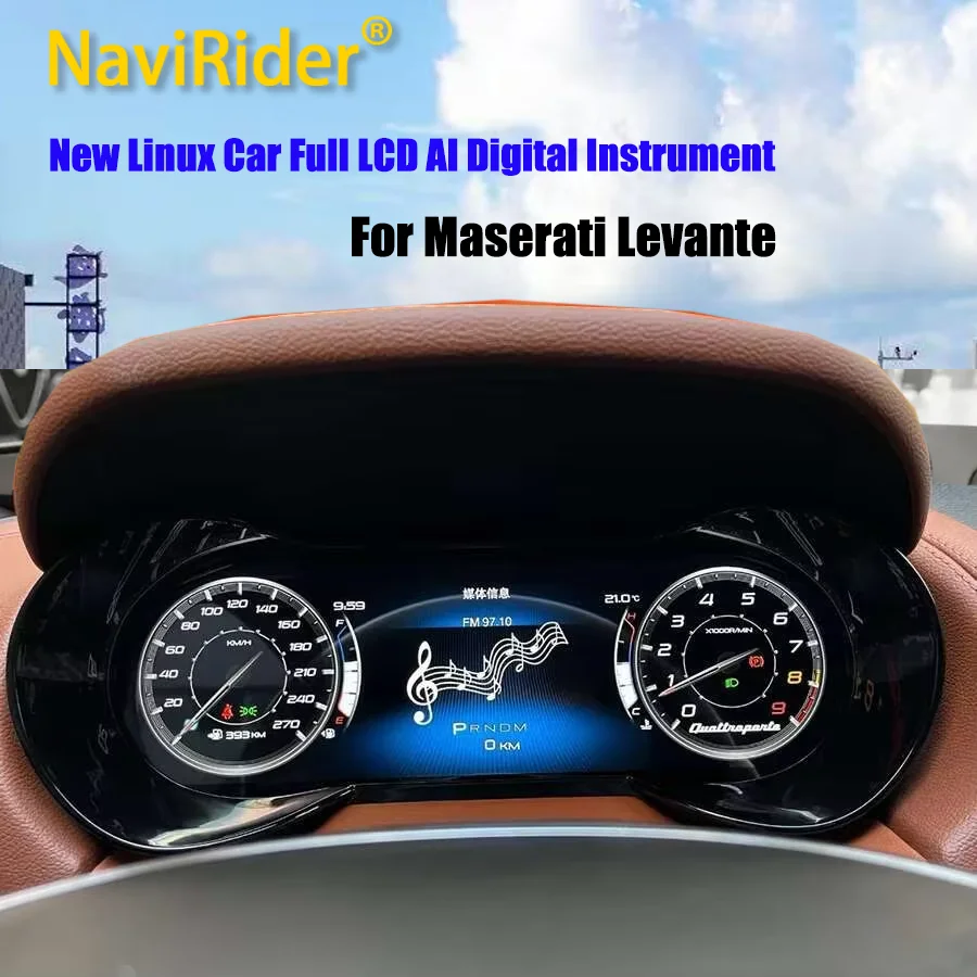 New Linux Car Full LCD AI Digital Instrument For Maserati Levante 2016-2023 Speedometer Dashboard Panel Odometer Virtual Cockpit