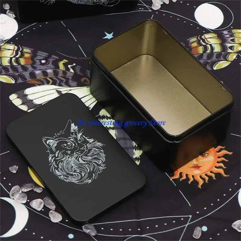 

652D Rectangle Metal Cards Box Playings Tarots Container Jewelry Storage Case Packing Game Empty Card Storage Box