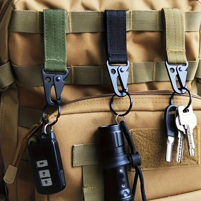 3 Stück taktische Nylon-Gurtbandschnalle, Karabiner, Molle-Gürtelclip, Schlüsselschnalle, geeignet für Outdoor-Sportarten