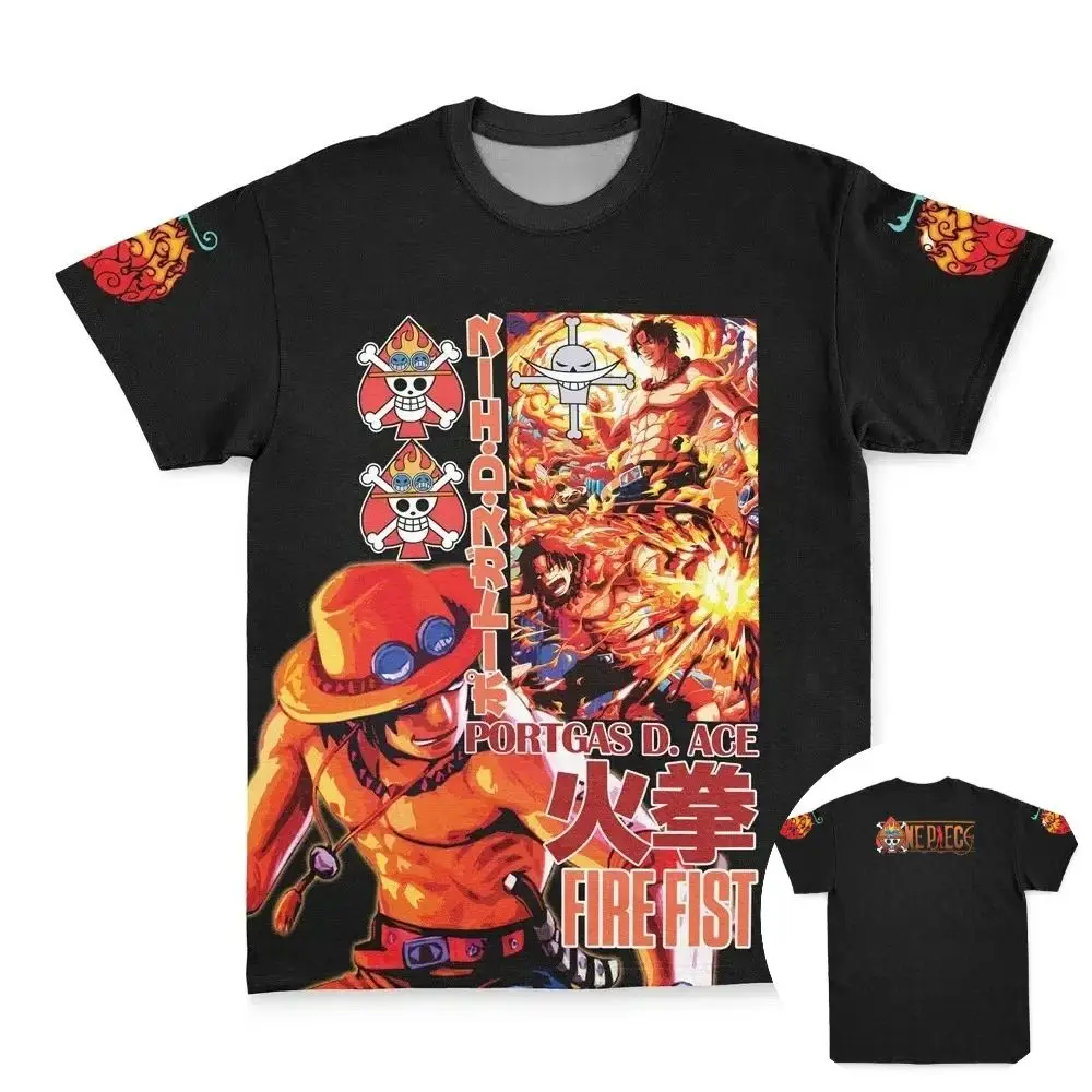 

Summer 2026 One Piece Potkas D. Ace (Firefist-Ace) Themed 3D Print Breathable Quick Drying T-shirt for Men and Women Parent Tops