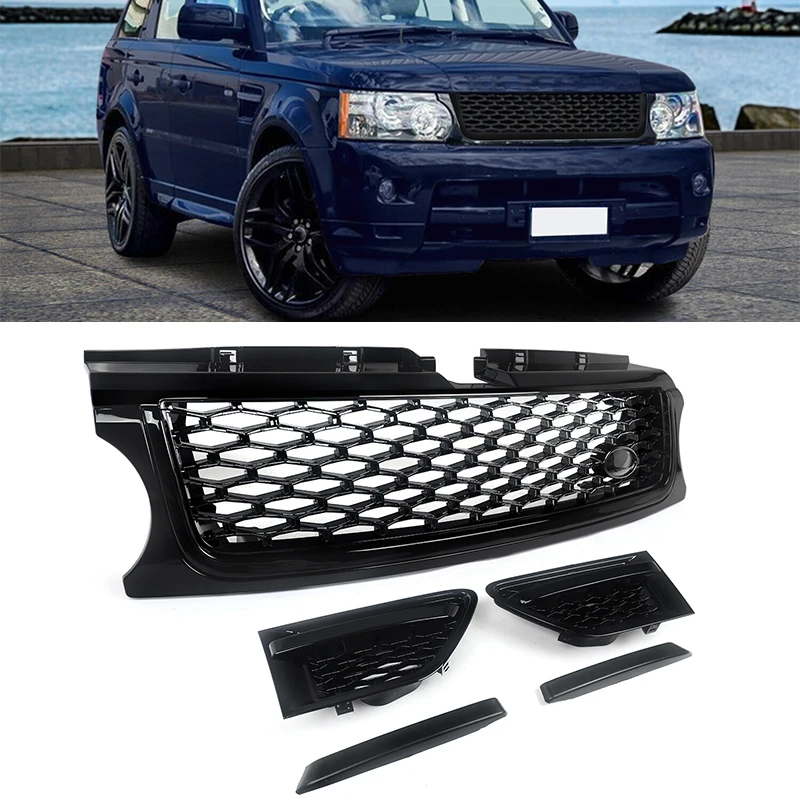 new Front Bumper Grille Air Side Fender Vents Assembly Compatible，Land Rover Range Rover Sport 2010-2013 Glossy Black Body Kit