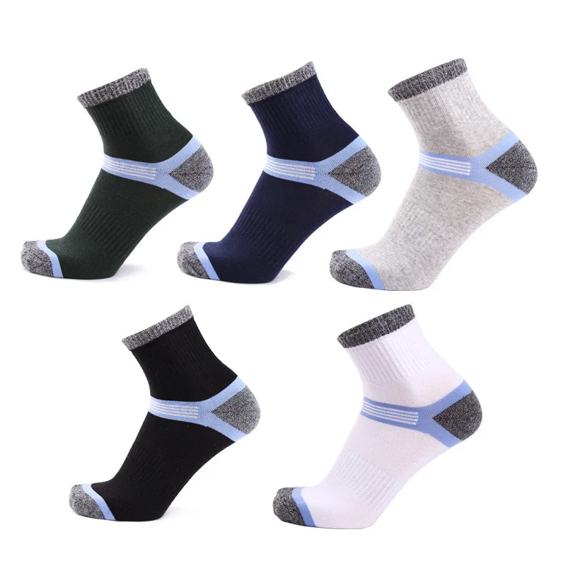 

5Pairs / Lot Combed Cotton Men's Socks New Casual Breathable Active Socks High Quality Man Stripe Long Sock EU39-45