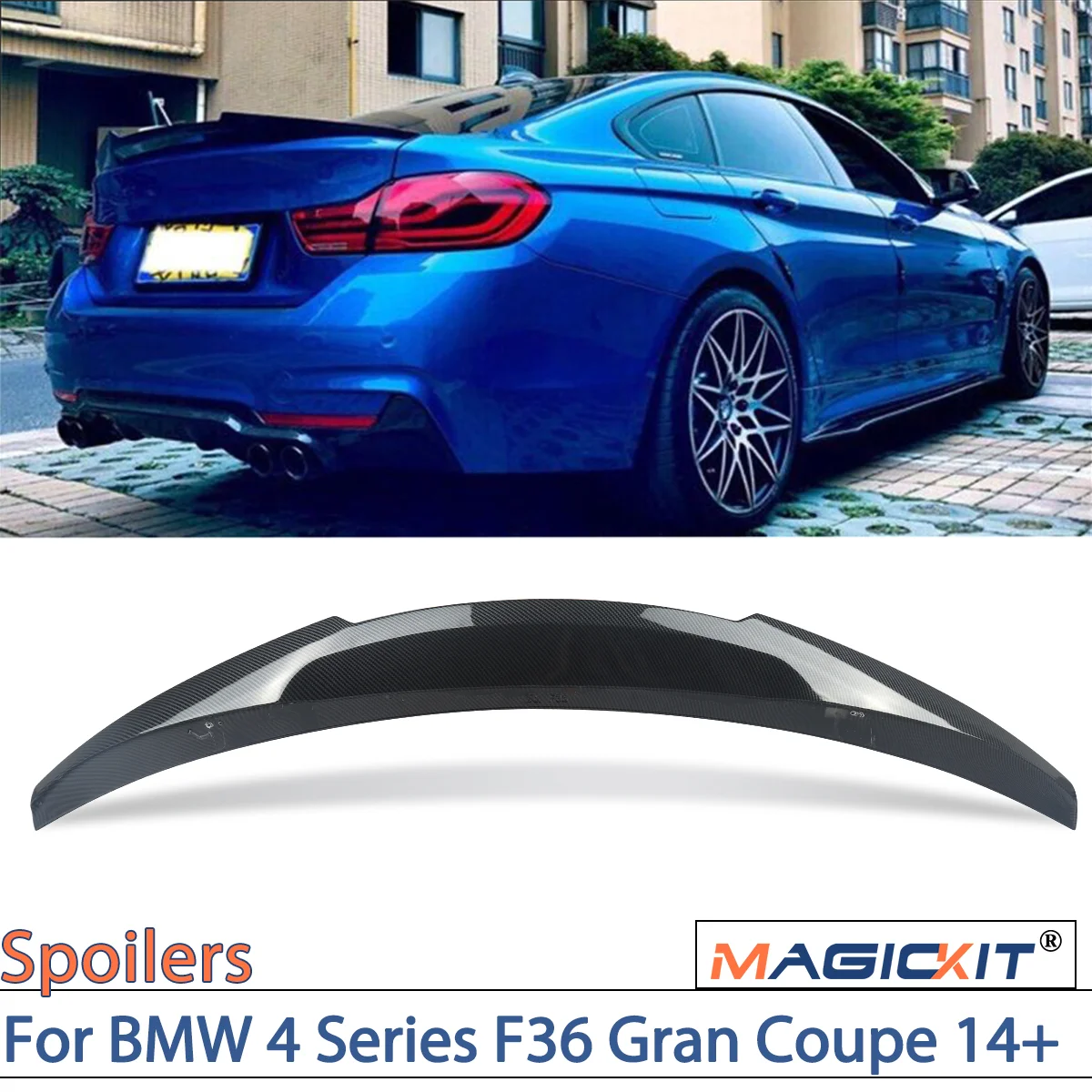 

MAGICKIT For 2014-2020 BMW 4 Series F36 430i 435i 440i Gran Coupe Carbon Fiber Look M4 Style Trunk Spoiler Car Accessories