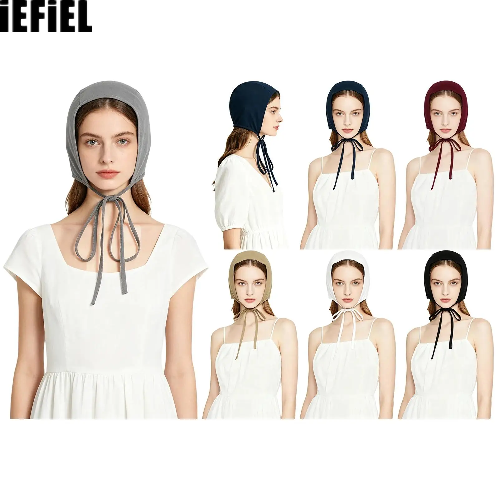 Gorro Coif Medieval Victoriano Colonial para Mujer con Correas Ajustables para la Barbilla, Sombrero sin Borde, Tocado para Uso Diario, Fiestas del Té y Festivales