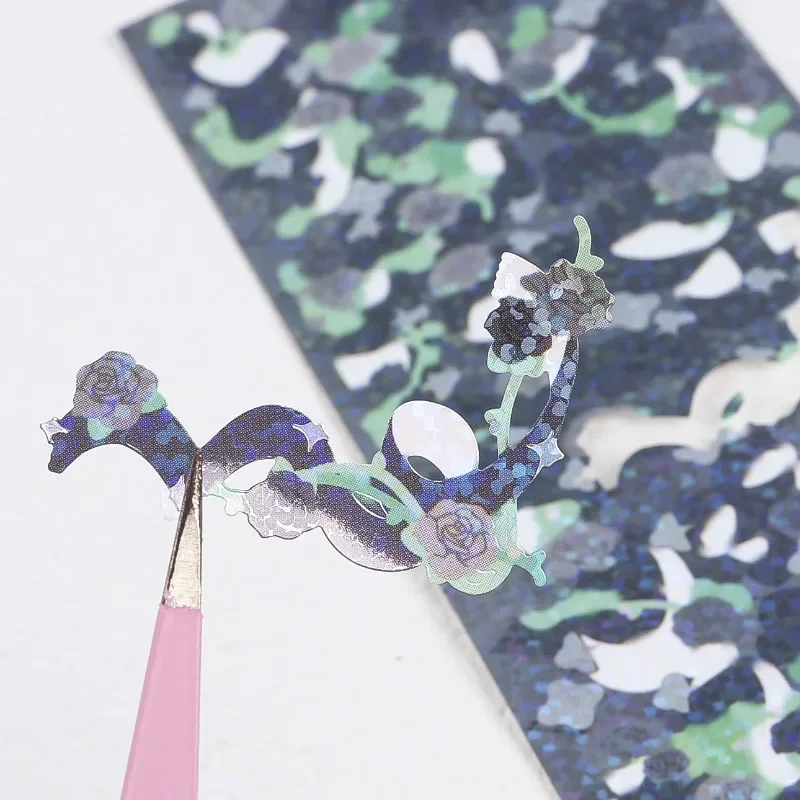 1Pcs Colorful Shiny Flower Stickers Rose Ribbon Stickers for DIY Photo Albums Journaling