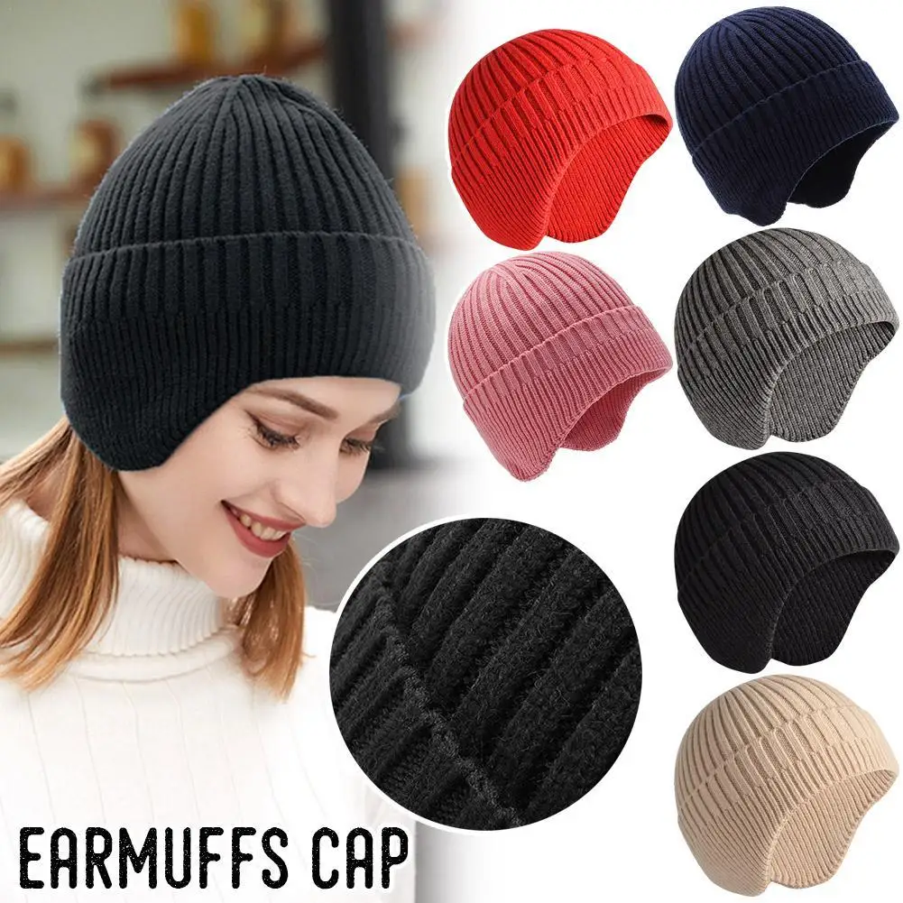 Ear Protection Warmth Hat Winter Knitted Comfortable Hat Windproof Fashion Casual Cold Protection Solid For Outdoor Cycling