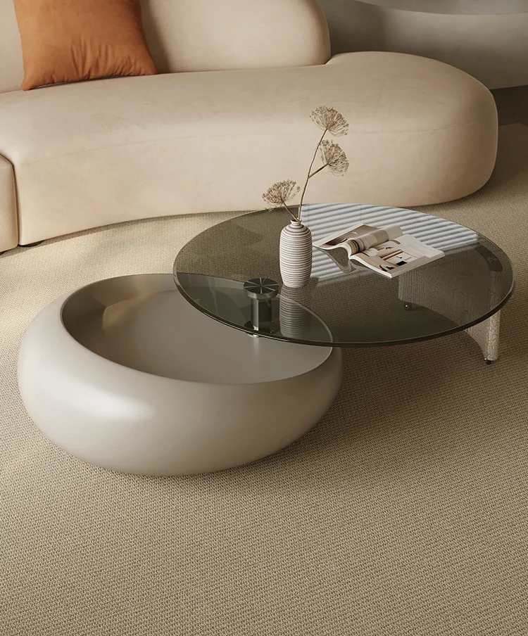 Cream wind rotating coffee table living room home light luxury