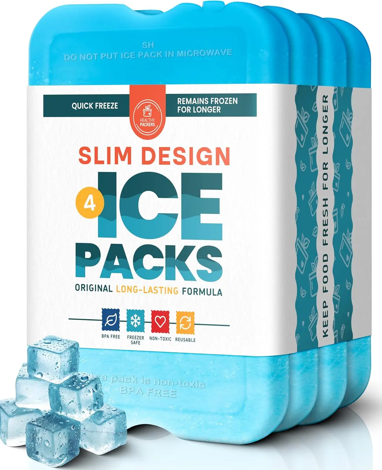 

Ice Packs for Lunch Boxes & Coolers - Freezer Packs - Original Cool Pack | Cooler Accessories for Beach, Camping & Fishing | Slim & Long-Lasting Reusable Ice Pack for Cooler