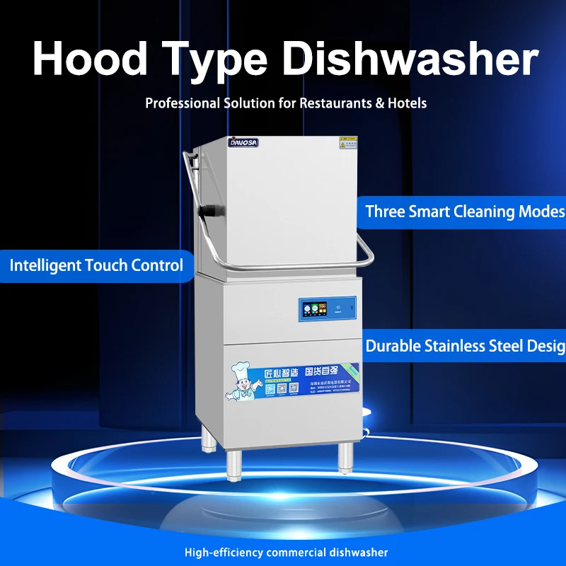 High-temperature Steam Sterilization 304 Stainless Steel Commercial Dishwasher Touchscreen Control Adjustable Wash Cycles