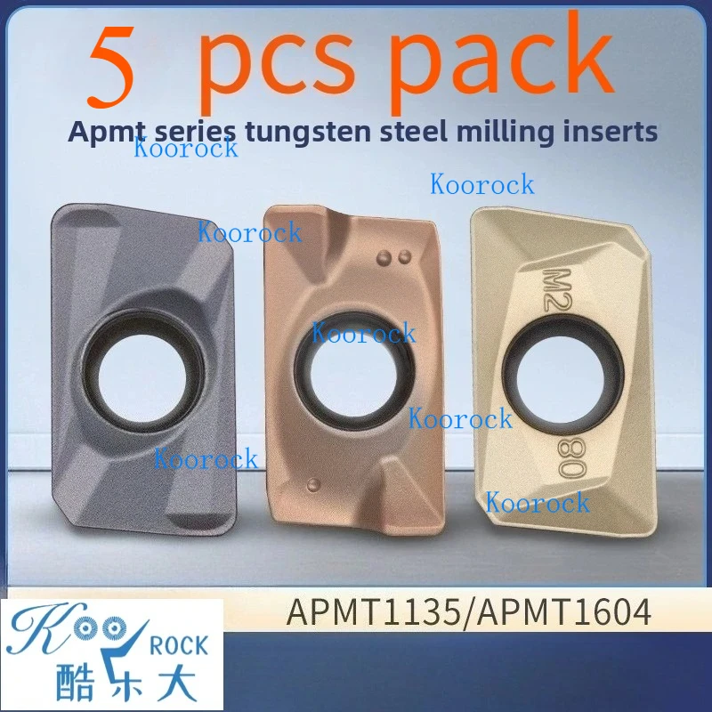 

5 pcs APMT1604 Carbide Milling Insert for Steel, Sharp & Wear-Resistant, Ensures High Precision with Minimal tolerance