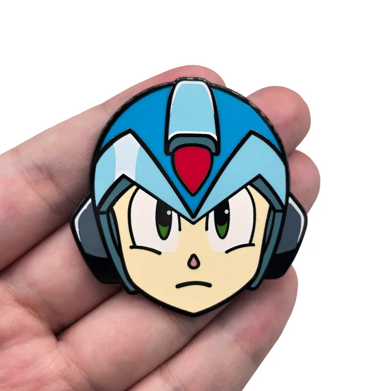 Retro Video Game Enamel Pin Blue Hero Brooches Woman Men Backpack Accessories Bags Badge Fashion Lapel Jewelry Anime Fans Gift