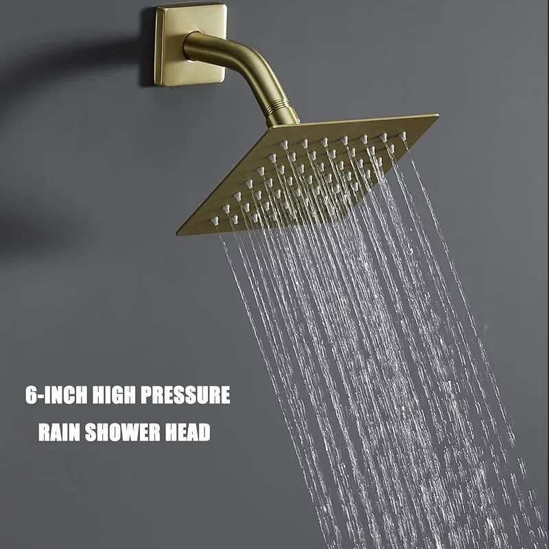 Modern Brushed Uncoated Brass Tub Shower Faucet Set Single Handle Hand Shower Trim Kit Complete System Bathroom