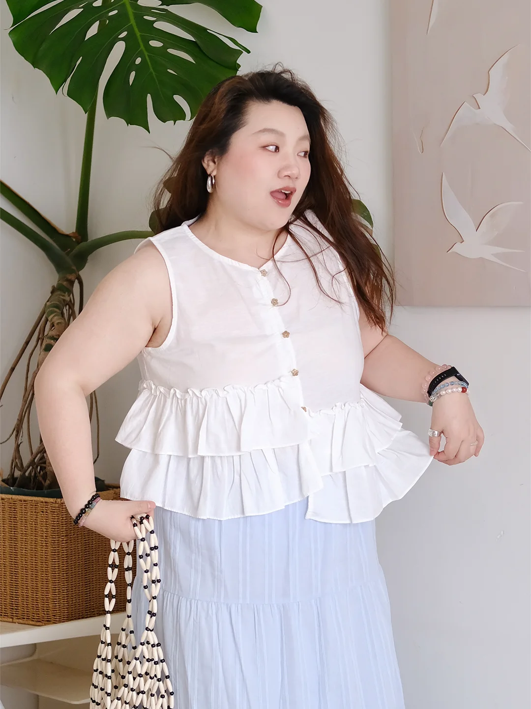 

Zooobaby060 Korean Sle Sweet Design Irregular Polka Dot Vest Svel Small irt High Waist round Ne Cotton Summer Dr