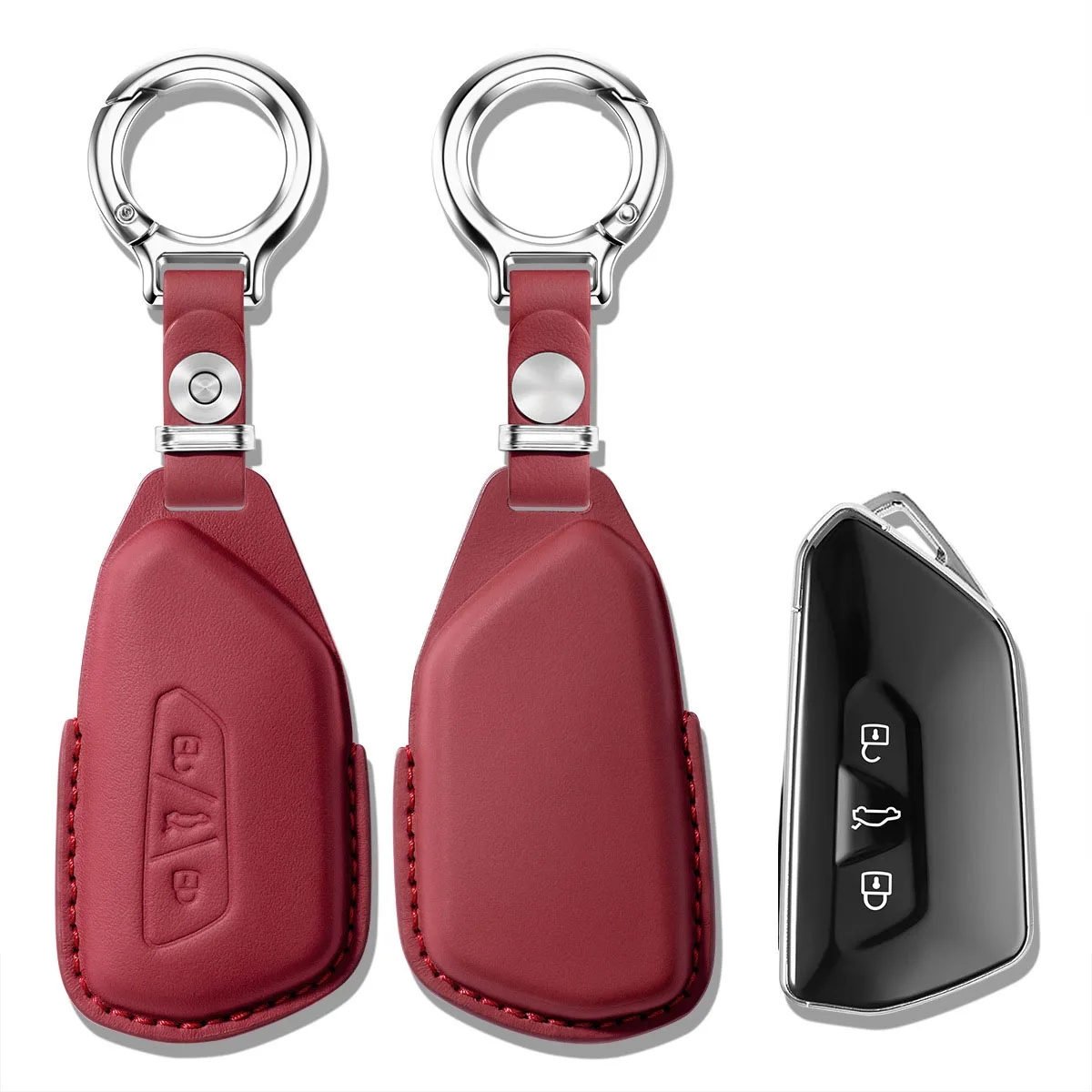 Top Layer Leather Car Remote Key Case Cover Shell For VW Volkswagen Golf 8 2020 Skoda Octavia A8 2021 SEAT Leon MK4 Accessories
