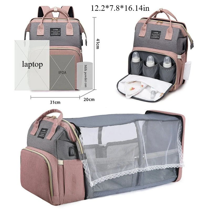 

Multifunctional Fashion Diaper Bag - Portable Foldable Insulated Bottle Pocket & Large Capacity Mom Tote for Travel