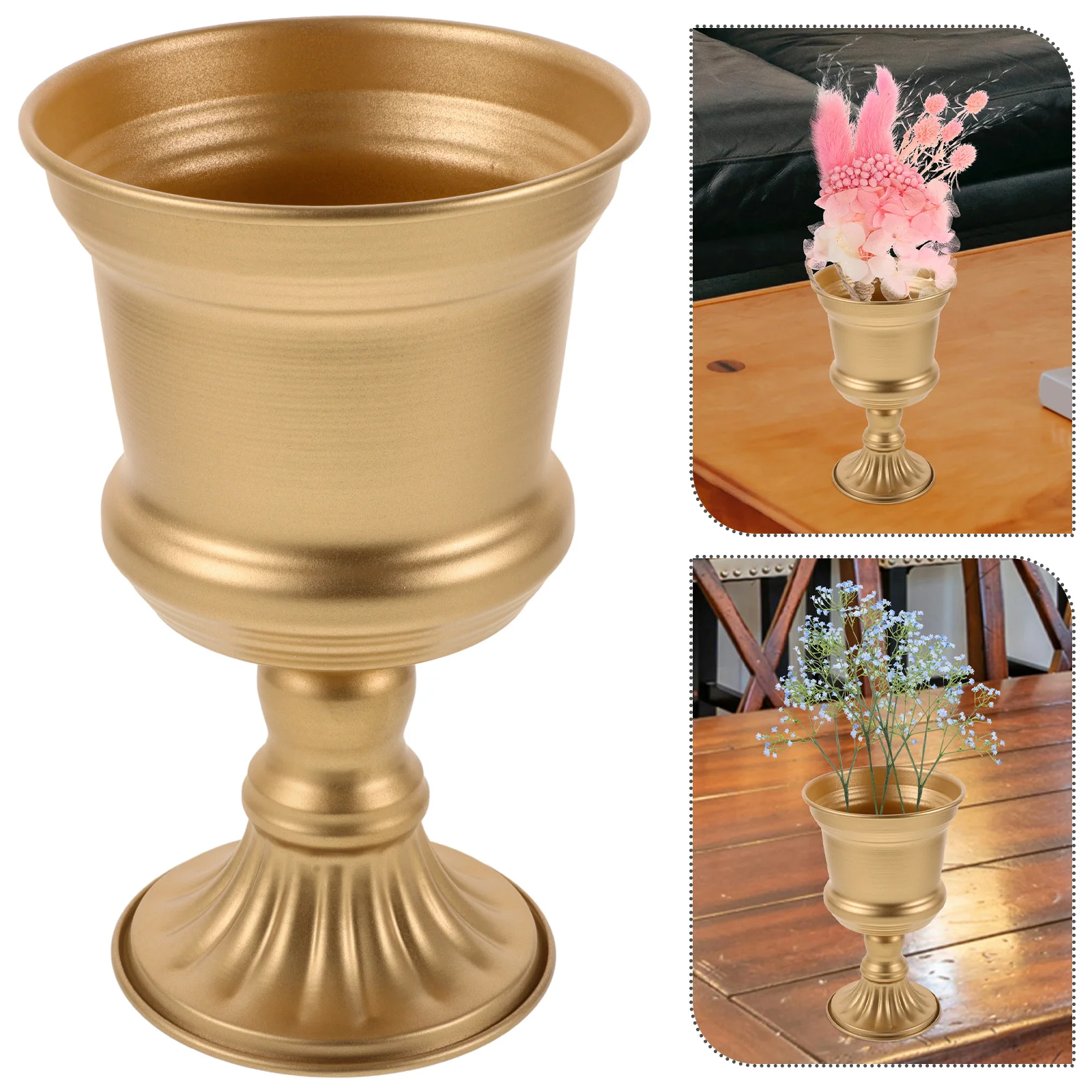 Tall Metal Flower Pot Vintage Wrought Iron Retro Decorative Planter European Style Urn Wedding Home Porch Succulents Container