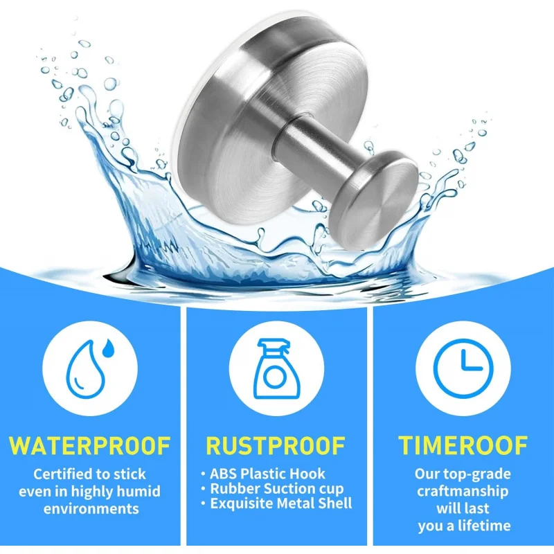 2-zuignaphaken douche, prachtig metaal en zonder boor badkamermuur, keuken