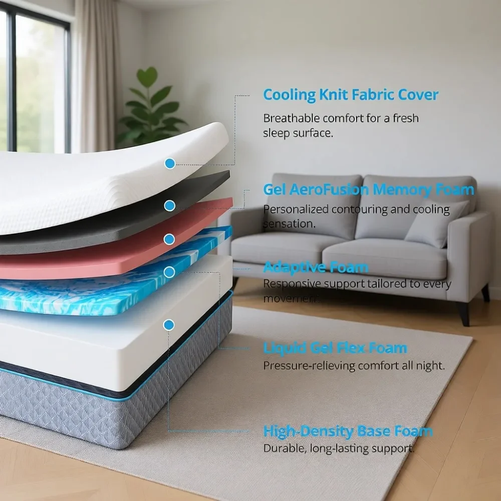 14 Inch King Mattress in a Box, Gel Memory Foam with Cooling Cover, Medium Firm for Pressure Relief and Comfort