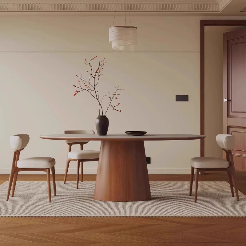 Modern Italian Dining Table Wood Home Oval Dining Table Luxury Relaxing Design Salle A Manger Complet Table Et Chaise Furniture