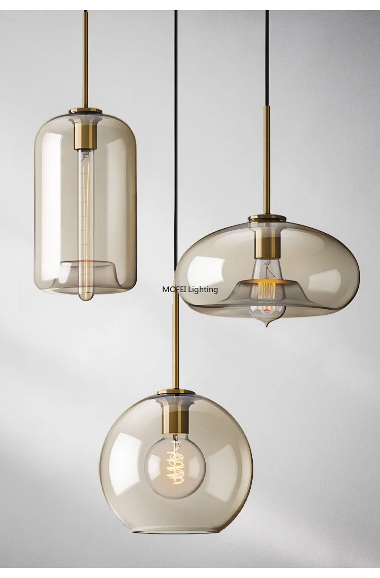 Art Industrial Retro E27 Glass Pendant Light Nordic Loft Chandelier Kitchen Restaurant Minimalist Hanging Lamp Suspension LED