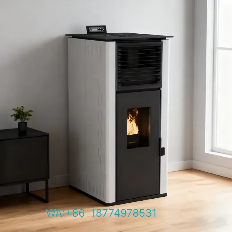 Modern Freestanding Pellet Stove Carbon Steel Fireplace Room Heater for Kitchen Bathroom Home