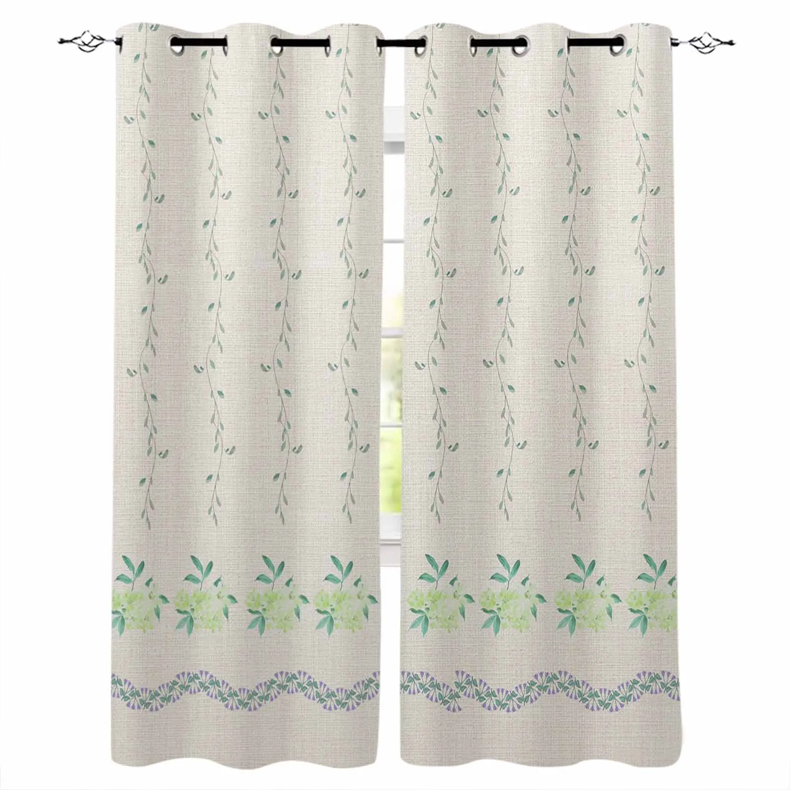 Vine Leaf Flowers Living Room Bedroom Elegant Curtains For Kitchen The Room Window Treatments Drapes