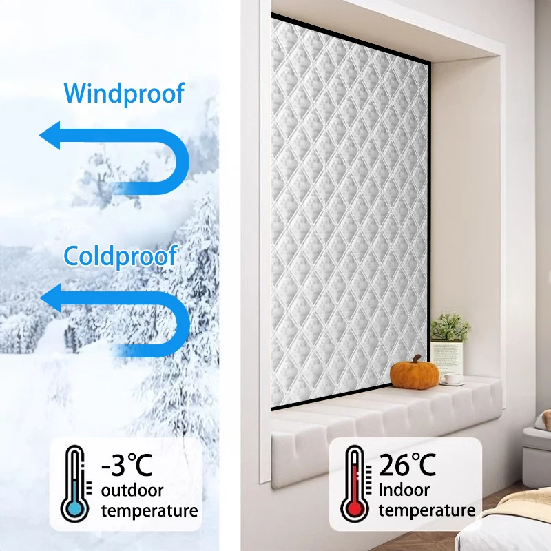 All-Season Thermal Insulated Curtains - No-Drill, Windproof, Heat/Cold & Sound Blocking | Ideal for Living Room & Bedroom