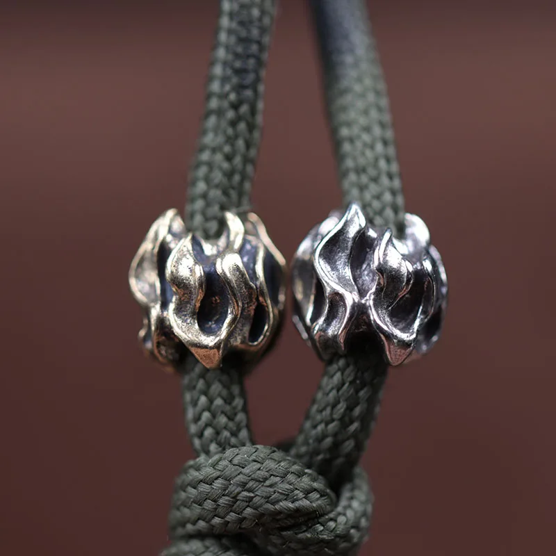 Little Flame Shape Brass Knife Beads EDC Outdoor DIY Paracord Bracelets Accessories Woven Lanyard Pendants Flashlight Hangings