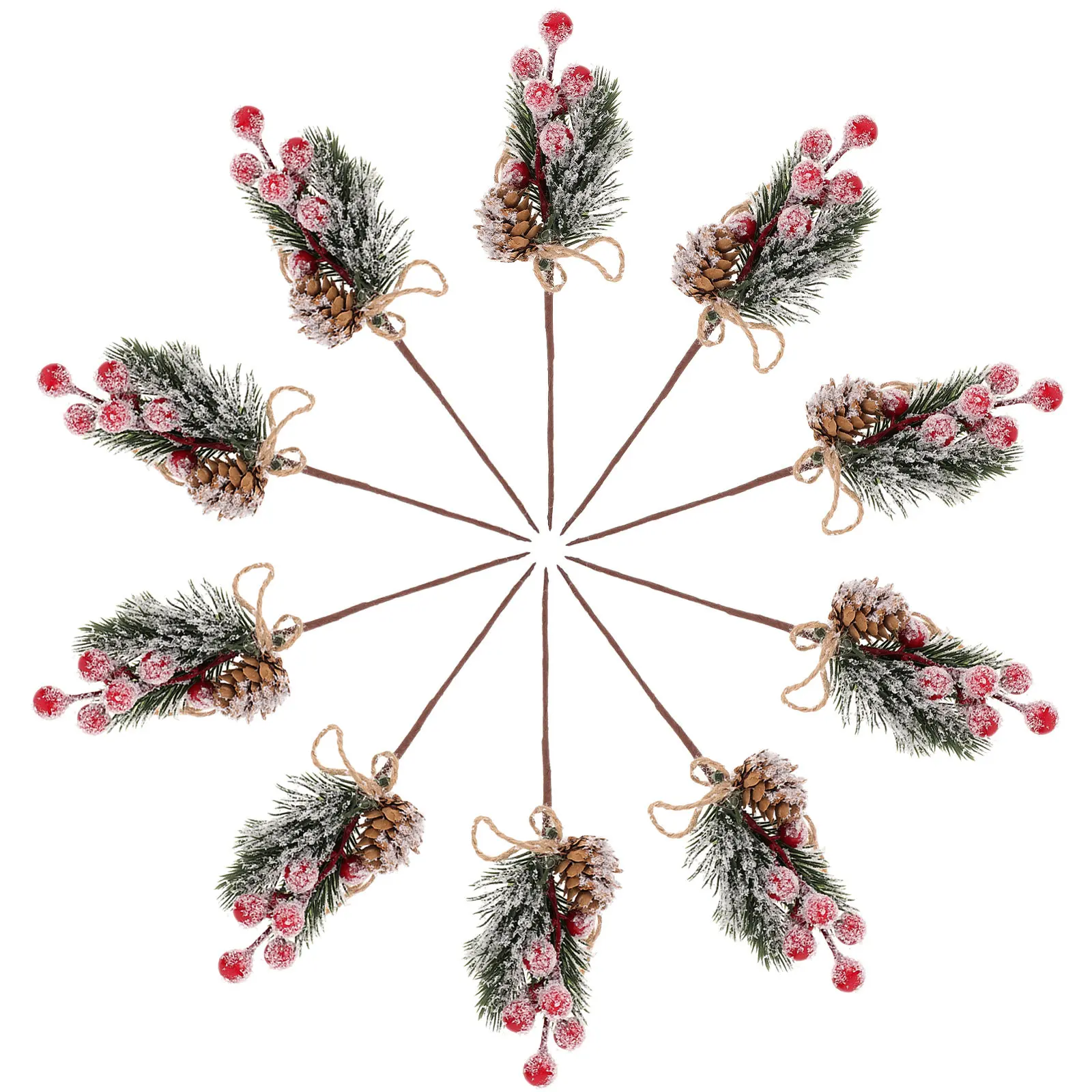 

10pcs Artificial Picks With Red Berry Pine Needles For Christmas Wedding Party Decor Stimulation Pines Berry Pine Needles