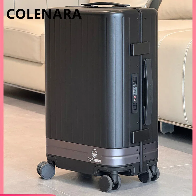 COLENARA Travel Luggage 20 Inches Boarding Box 24" Aluminum Frame Trolley Case 26" Men's Universal Wheel Rolling Suitcase