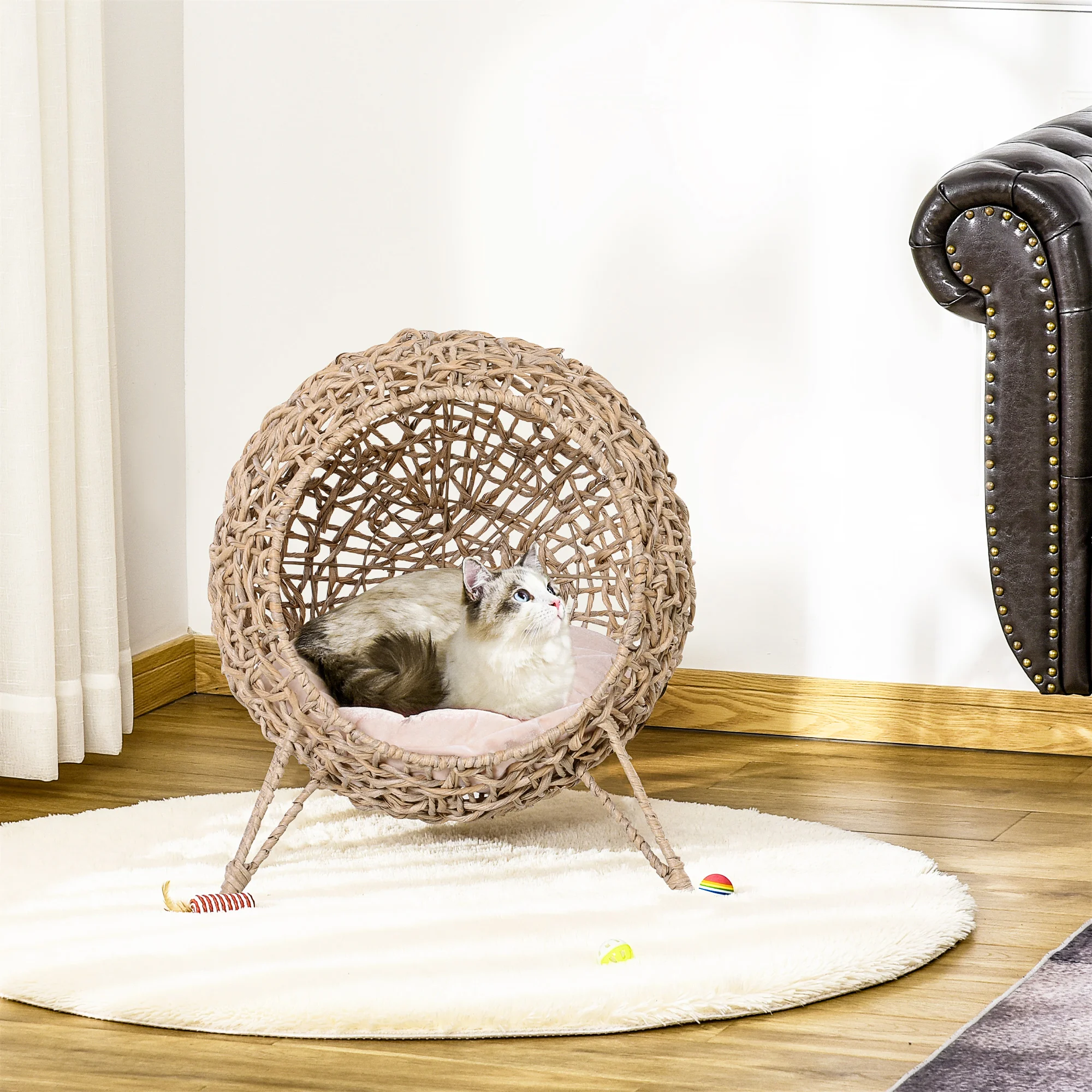 PawHut kattenhuis met kussen, katten slaapplaats, kattenhol