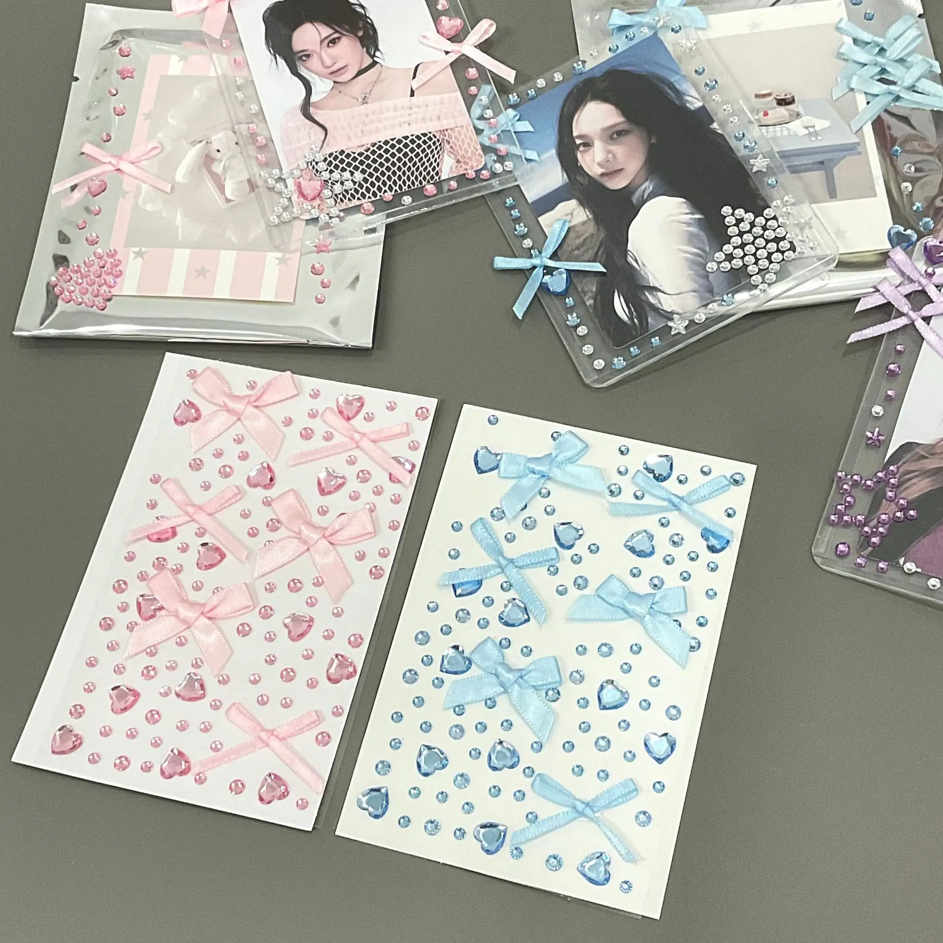 1Pcs Heart Rhinestone Sticker Bow DIY Handbook Phone Case Decals Diamond Stickers Children Korean Stickers Aesthetics Decor