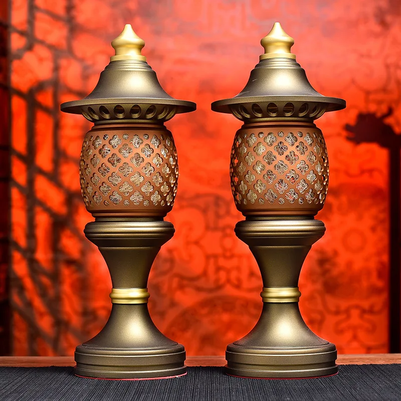 Pure copper Buddha lamp Buddha front lamp Household plug-in lucky long lamp Lotus lamp Buddha lamp Fortune lamp